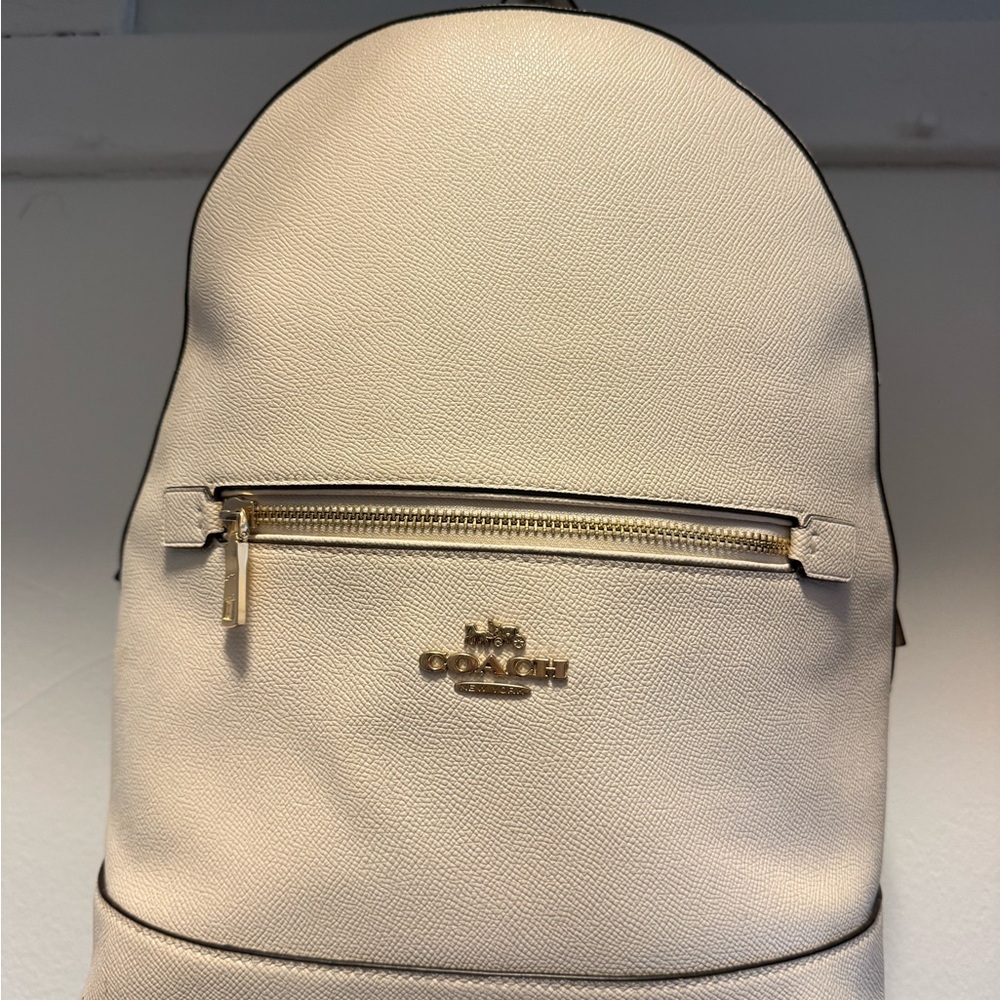 Coach Beige Backpack with Gold Accents